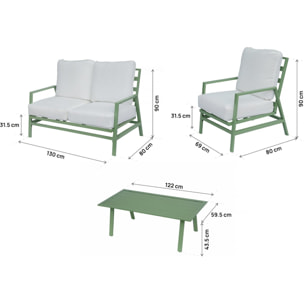 Salon de jardin en métal "Queens" - 4 places - Vert