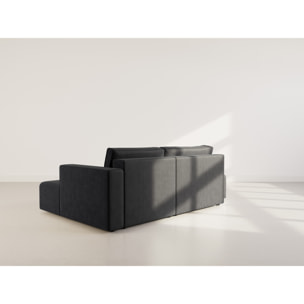 Topaze - canapé d'angle droit 4 places convertible avec coffre en velours côtelé - Noir