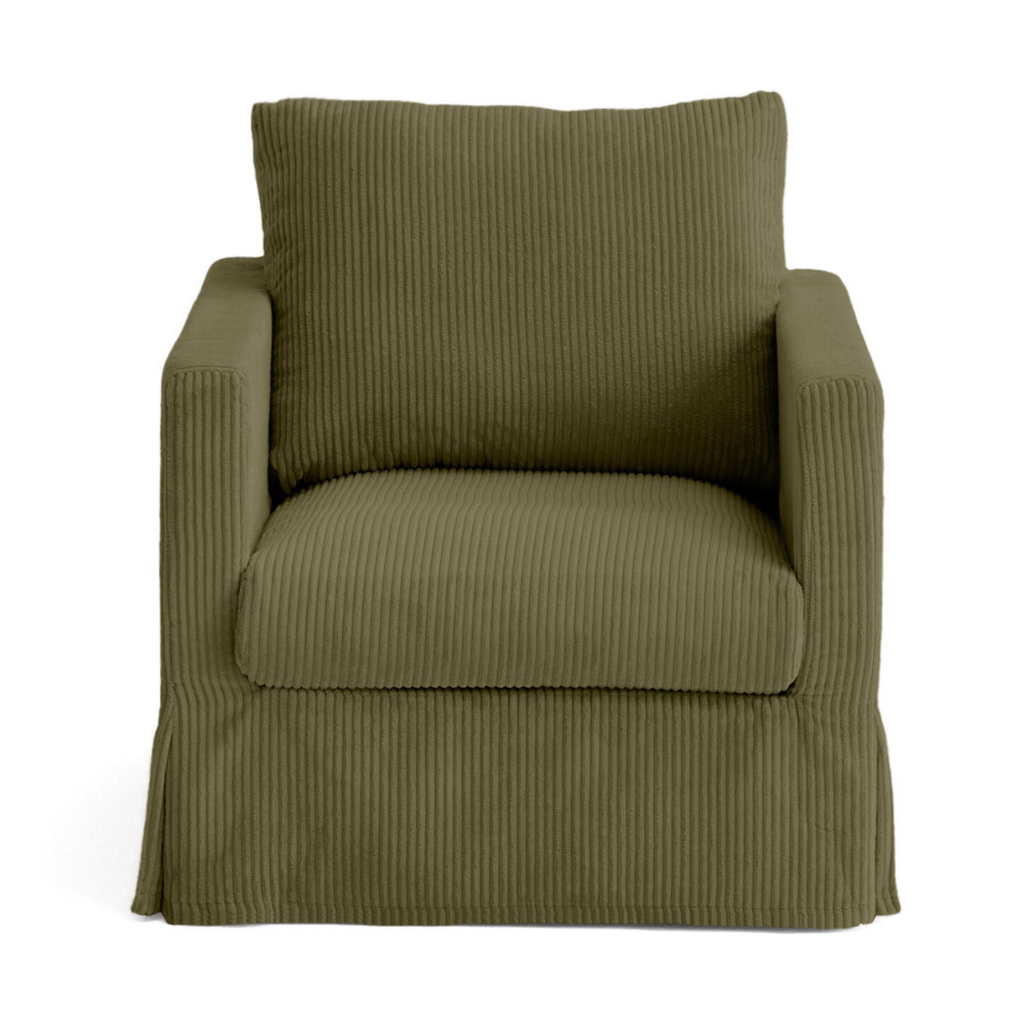 Serena - fauteuil déhoussable en velours côtelé - Vert Kaki