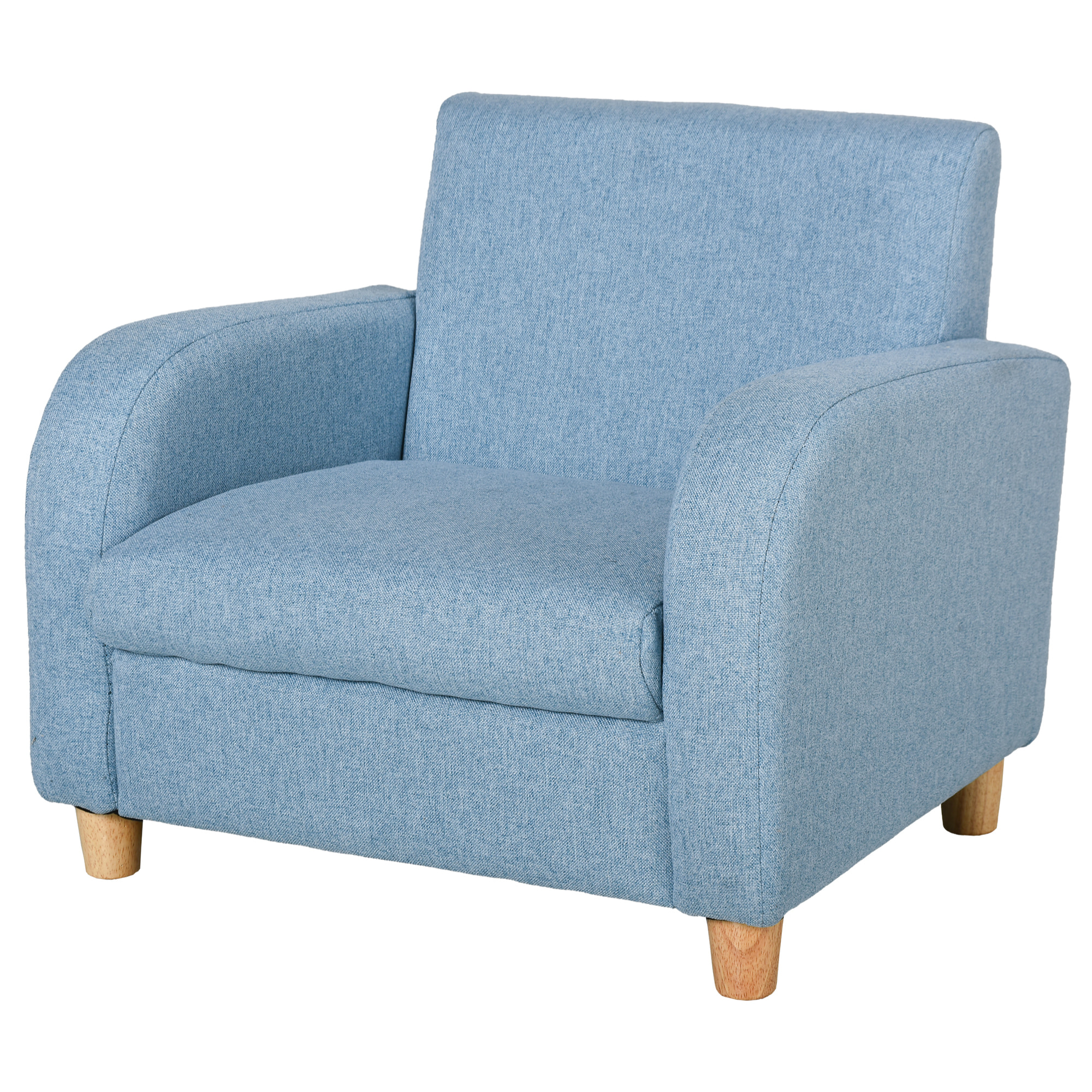 Sillón Infantil Acolchado con Reposabrazos Estructura de Madera 49x45x44 cm Azul