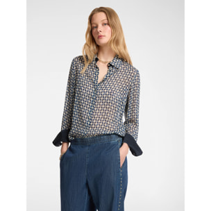 Elena Mirò - Camicia dalla stampa geometrica - Blu