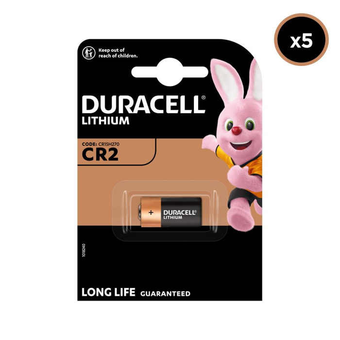 5 Piles Duracell Lithium CR2