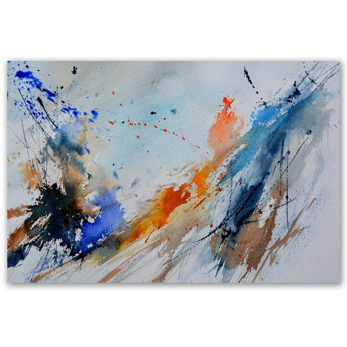 Tableau abstrait Pochoir et tâches d'encres Tableau alu Dibond