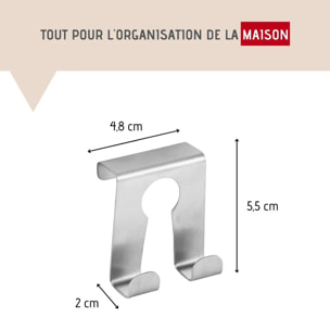 Crochet de porte inox Lot de 2, dimensions 5,5 x 4,8 x 2 cm idéal pour un rangement pratique et élégant Fackelmann Tecno