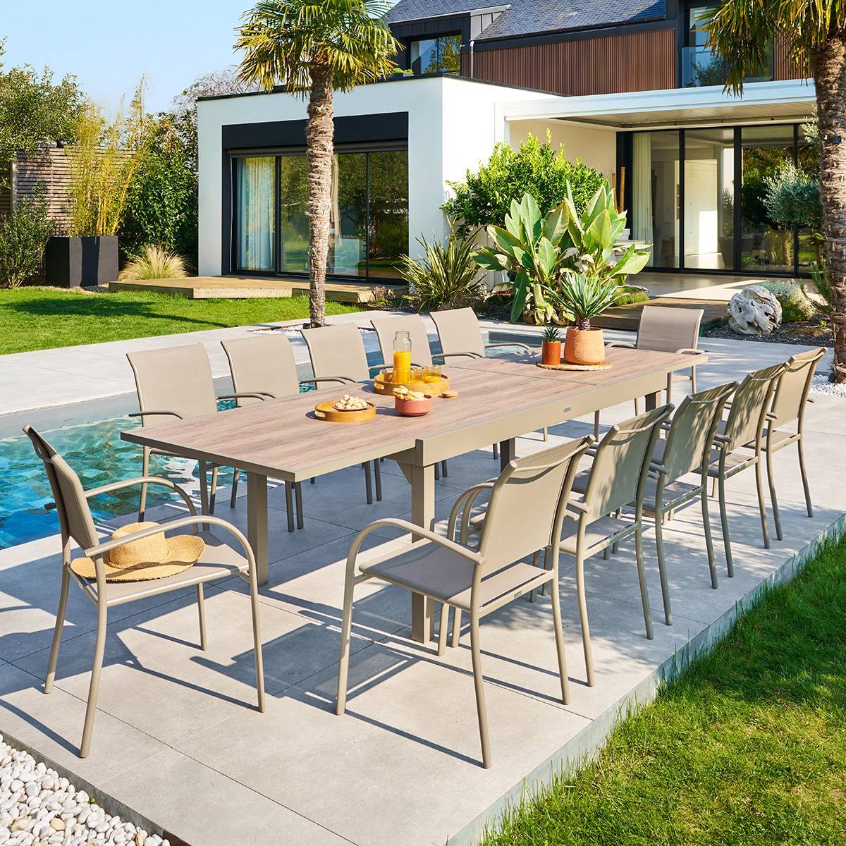 Table de jardin 12 places Piazza extensible café
