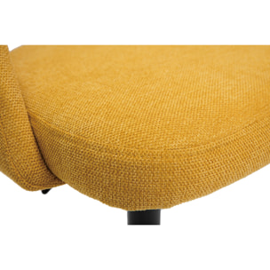 Tabourets de bar relevables tissu effet velours texturé jaune moutarde et métal noir (lot de 2) COSETTE