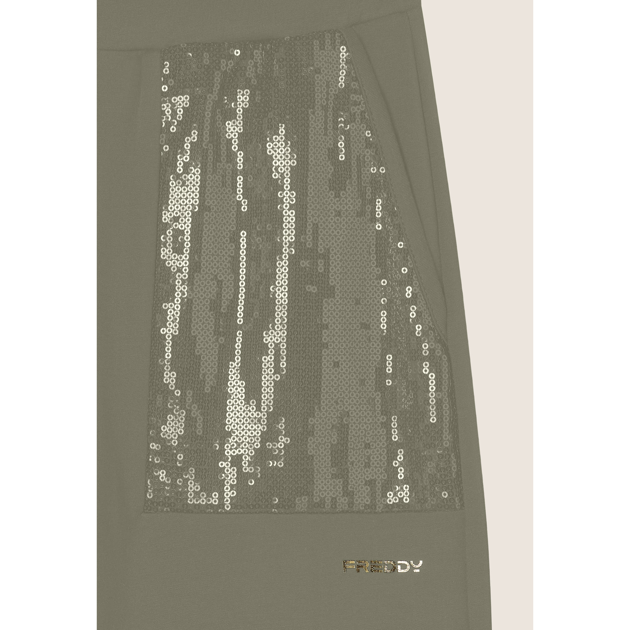 Pantaloni Wide leg con paillettes in French Terry Modal