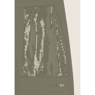 Pantaloni Wide leg con paillettes in French Terry Modal