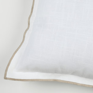 Coussin volant plat feston noir coton - Blanc