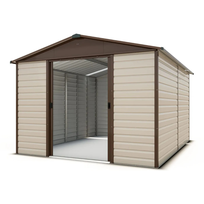 Abri de jardin métal Yardmaster 10,46 m² + kit d'ancrage