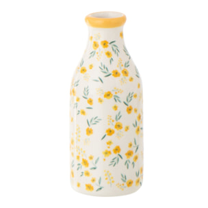 J-Line Vase Bouteille Fleurs Dolomite - céramique - blanc/jaune clair - 2 pièces
