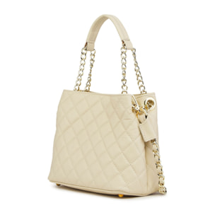 Borse Donna colore Beige-in pelle Made in Italy 21x24x14cm