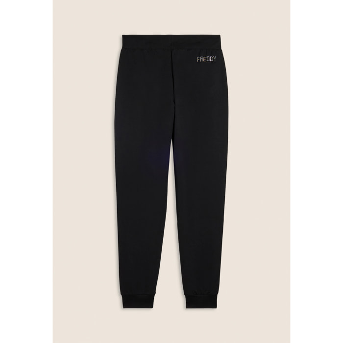 Pantaloni Sportivi con Polsini in Costina e Strass