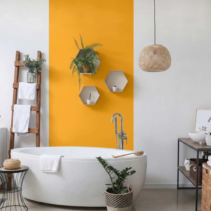 Rouleau adhésif décoratif Vinyle au Mètre - Jaune moutarde - Sticker Lavable Imperméable Mur Cuisine Meubles