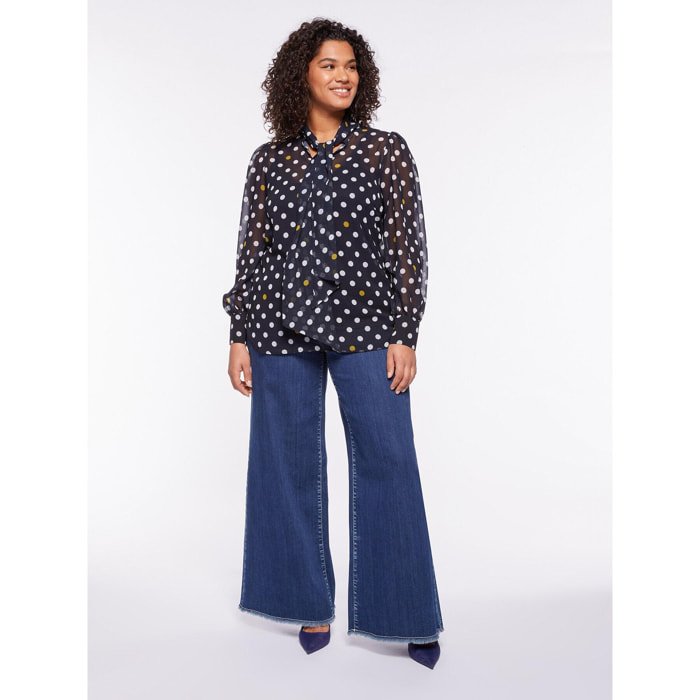 Fiorella Rubino - Blusa a pois con fusciacca - Blu