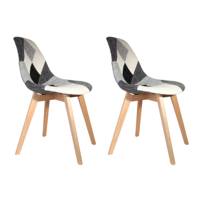 Chaise Scandinave Patchwork Gris - Lot De 2