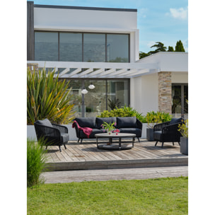 BIARRITZ - Salon bas de jardin 5 places en aluminium et corde tissée