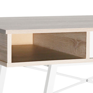 Gisele - scrivania in legno e metallo con cassetto + 2 vani - 120x48x76 cm