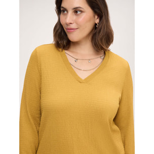 Fiorella Rubino - T-shirt a trama 3D con collanina - Giallo