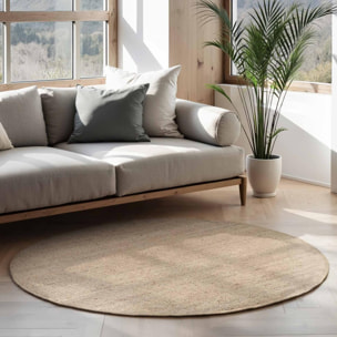 Tapis rond, forme ronde, motif uni, tissé à la main, sum