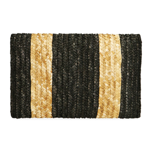 Bolso de mano de paja negro/beige