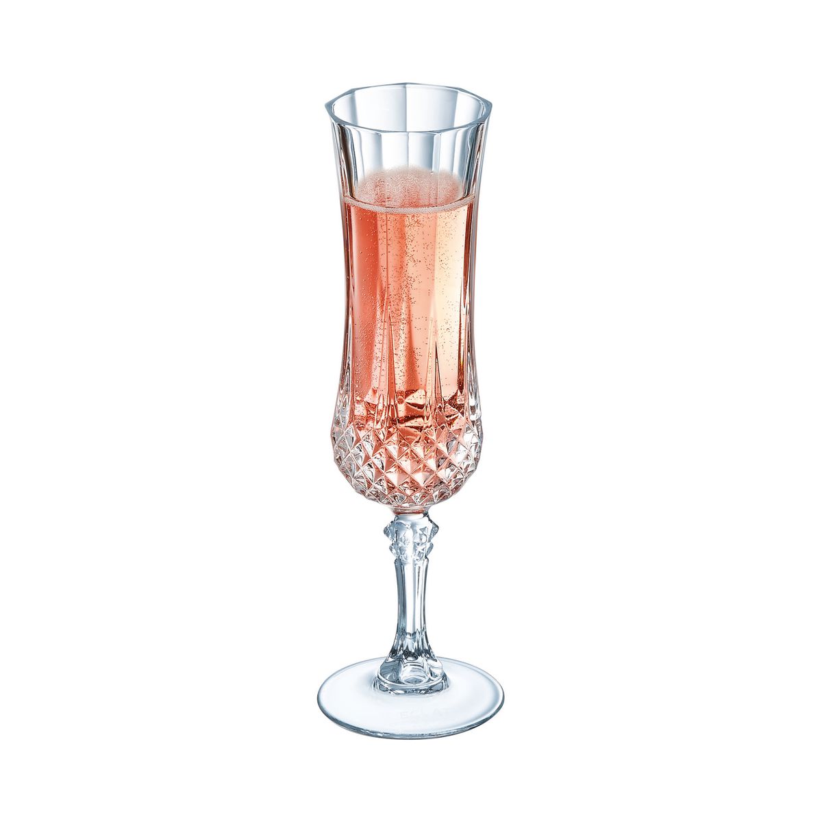 6 flûtes à Champagne 12cl Longchamp - Cristal d'Arques - Verre ultra transparent au design vintage