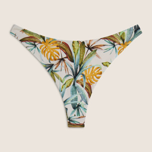 Slip bikini a fantasia foliage tropicale all over