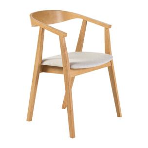 Chaises scandinaves bois clair et tissu effet velours texturé beige (lot de 2) BAHIA