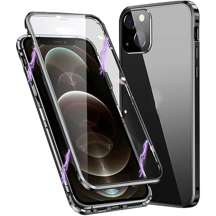 Coque 360 intégrale aimanté noir graphite et transparente Compatible avec les téléphones de la marque Apple iPhone 13