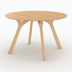 Table ronde 4 personnes en bois d'hévéa massif et placage D120 cm - Izzi