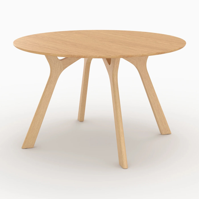 Table ronde 4 personnes en bois d'hévéa massif et placage D120 cm - Izzi