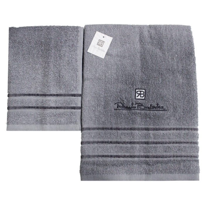 Renato Balestra 1 Set di 2 Asciugamani da bagno (1 viso e 1 bidet) Grigio Chiaro