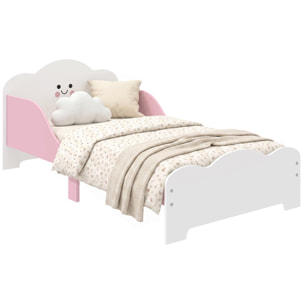 Cama Infantil, 70x140 cm, Cama Montessori con Barandillas Altas, Tema de Algodón de Azúcar, para Niños y Niñas de 3-6 Años, Rosa
