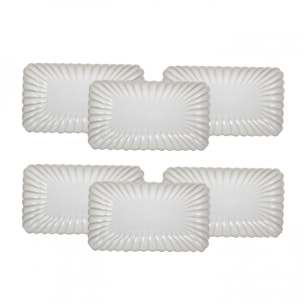 Lot de 6 grandes assiettes rectangulaires, Coquillage
