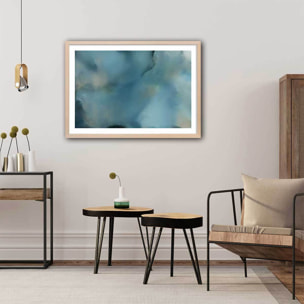 Poster rivière dorée Affiche + cadre en bois - Chêne