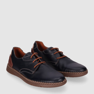 Zapatos de Piel - Marino - Tacón: Bajo