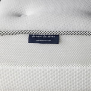 Ensemble matelas mémoire de forme ALTEA avec sommier et tête de lit, chenille bouclettes gris anthracite