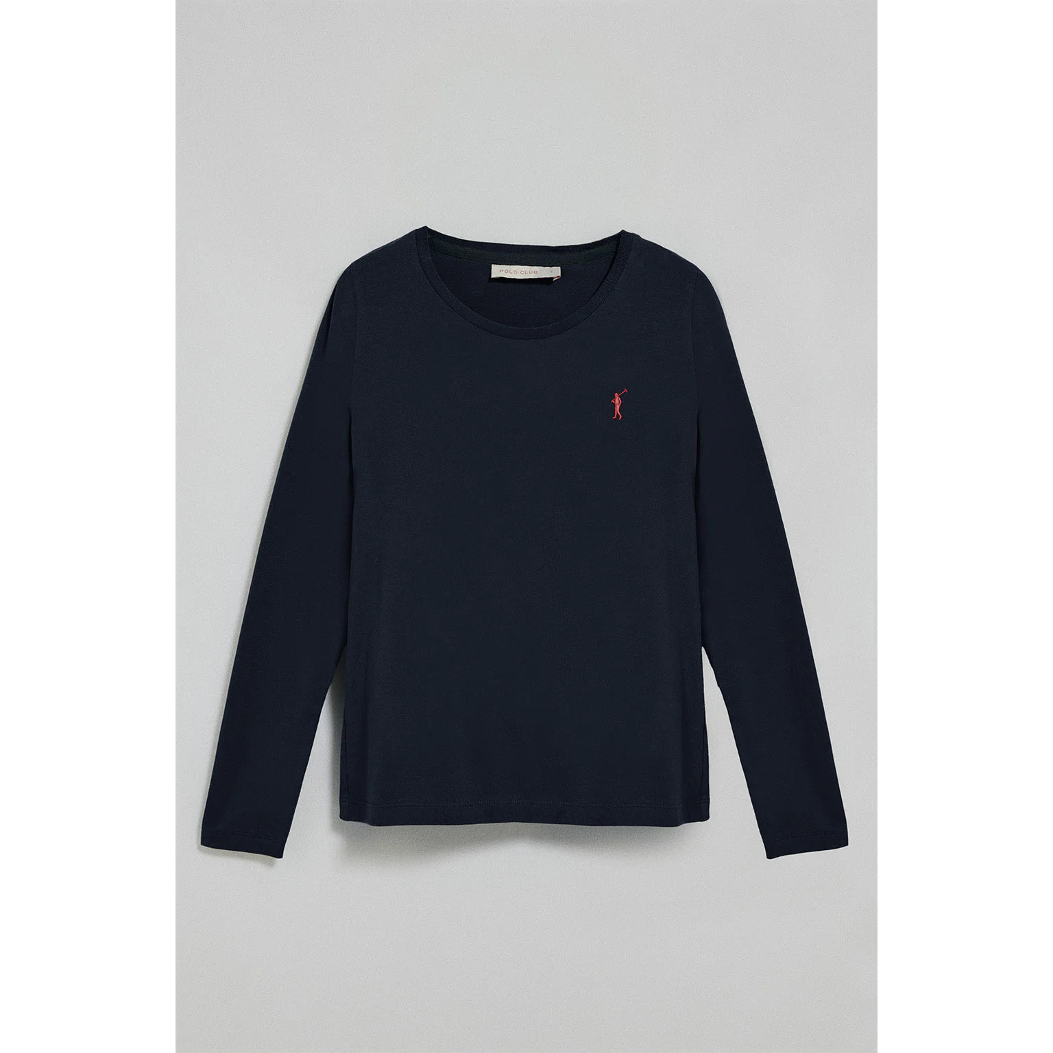 Maglietta basic a maniche lunghe blu scuro con logo Rigby Go