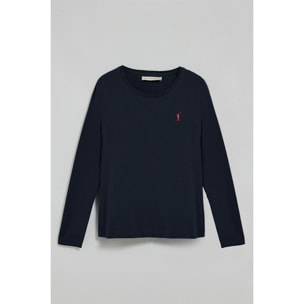 Maglietta basic a maniche lunghe blu scuro con logo Rigby Go