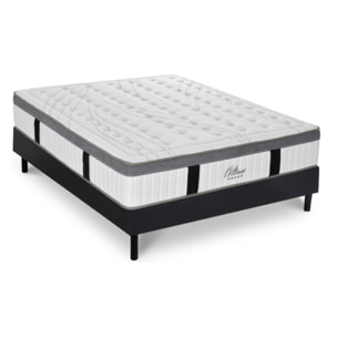 Ensemble ALTESSE |2 Places | Matelas Mémoire de Forme avec Sommier Kit Bois Noir