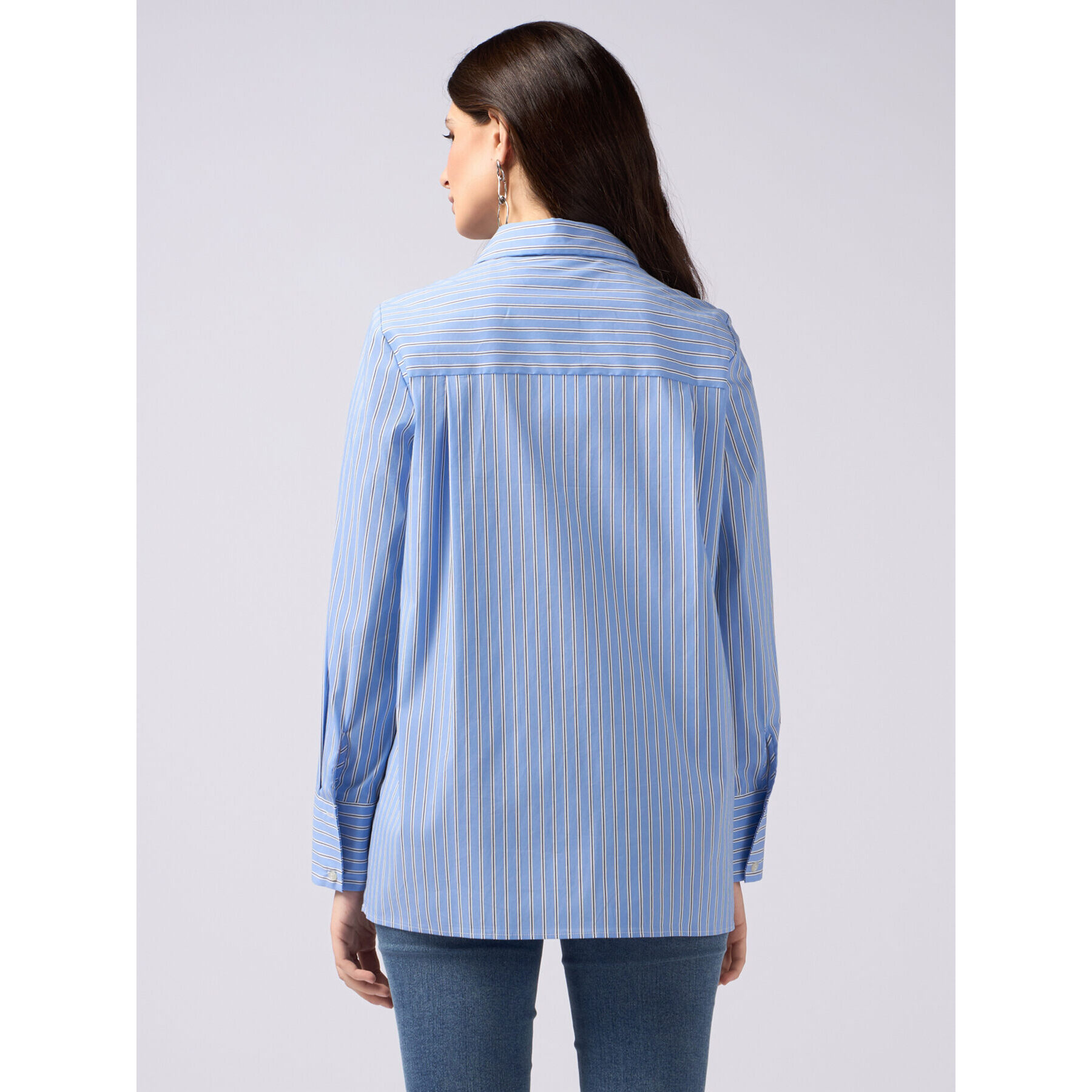 Oltre - Camicia in popeline a righe - Azzurro
