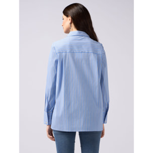 Oltre - Camicia in popeline a righe - Azzurro