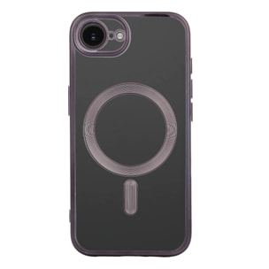 Carcasa transparente con cámara cubierta, bordes negros, antichoque y antihuellas. Magsafe para iPhone 16e.