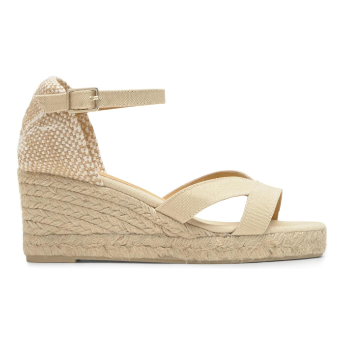 Sandalia cuña Bruna beige mujer 7cm