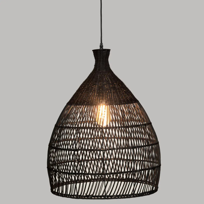 Suspension "Léa" - rotin - noir D49 cm