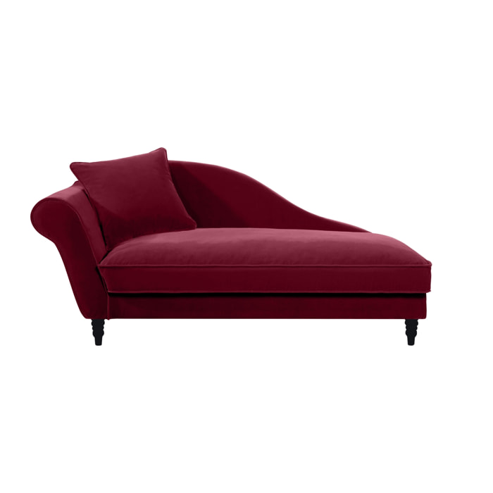 Méridienne droite ALBA 195 cm velours Aubergine - 100% déhoussable - Fab. France