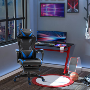 Silla Gaming para Oficina Respaldo Regulable Negro y Azul