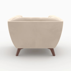 Ensemble canapé et fauteuil en velours beige 4 places - Mona