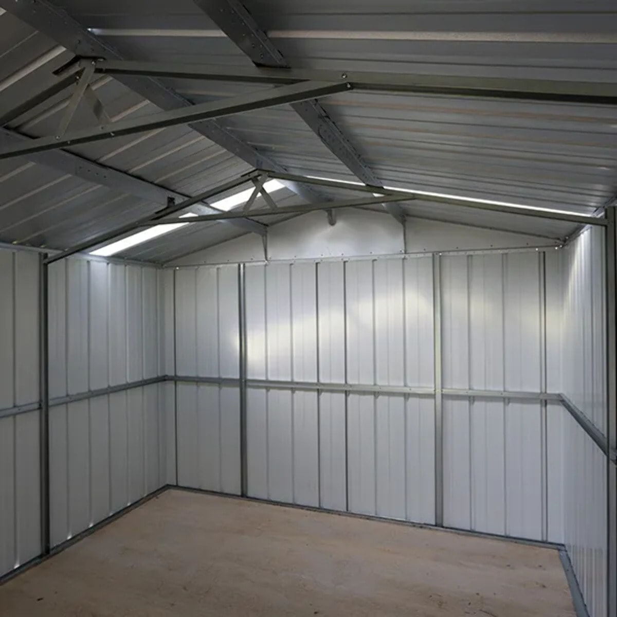 Garage métal gris Yardmaster 17,36 m² + kit d'ancrage