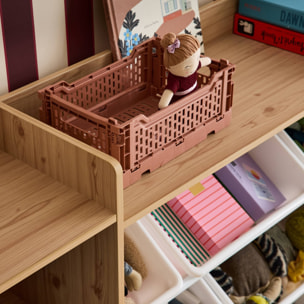 Meuble de rangement enfant 9 bacs de rangement 4 étagères 1 porte SORA
